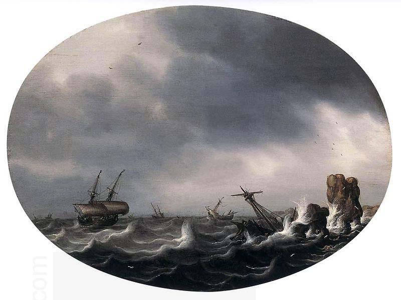 Simon de Vlieger Stormy Sea oil painting picture